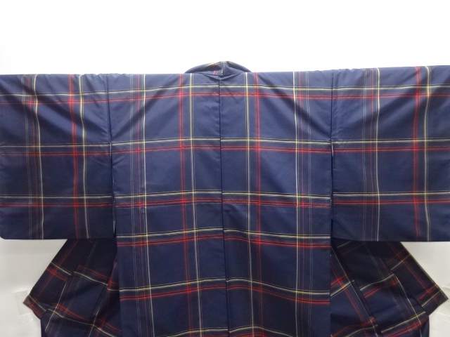  格子織り出し本場泥大島紬着物アンサンブル